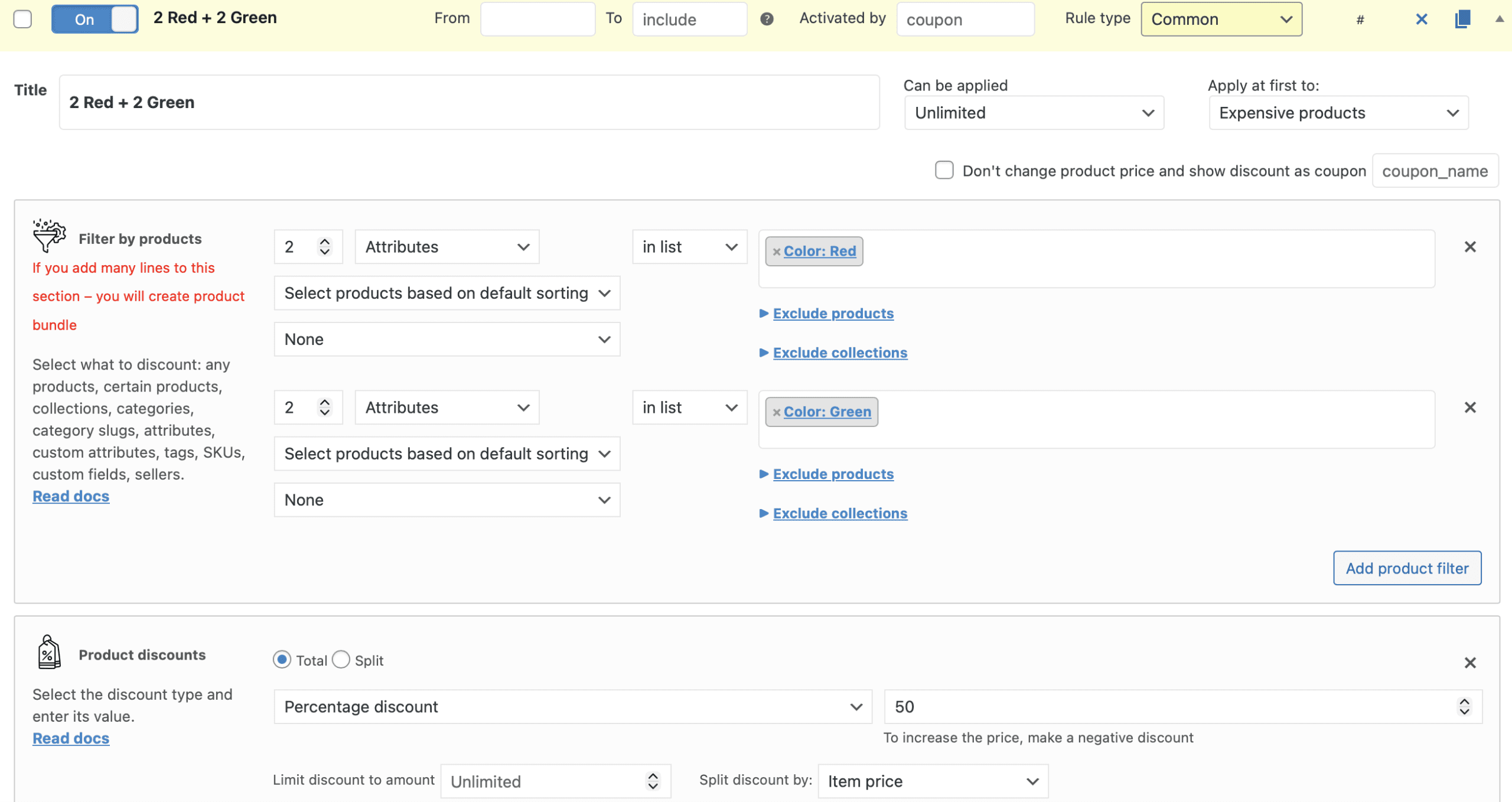 2 red and 2 green bundle rule