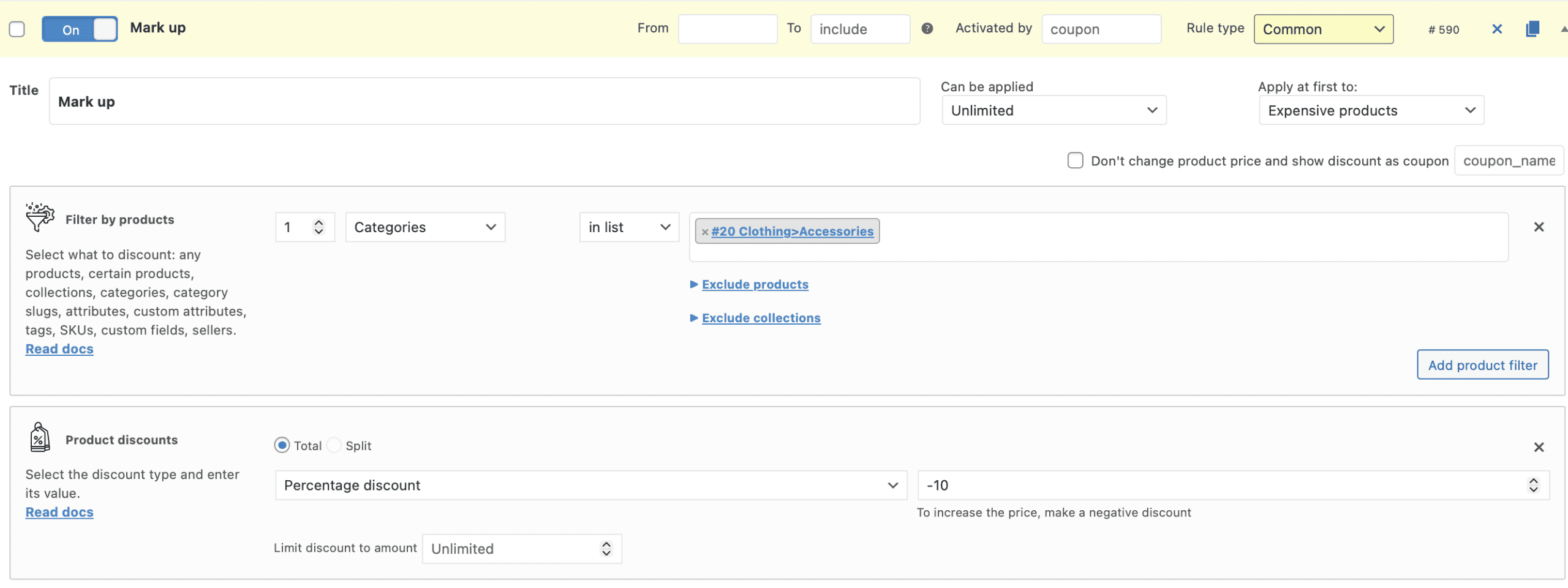 Negative discount example