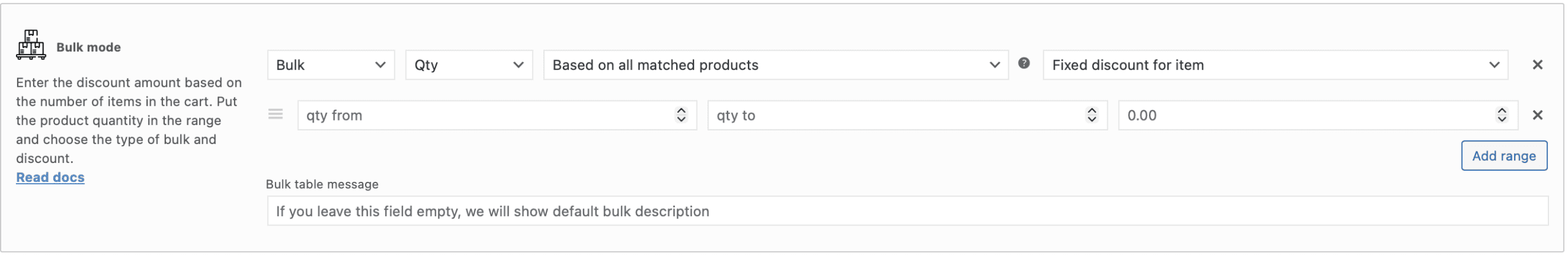 Bulk discount section