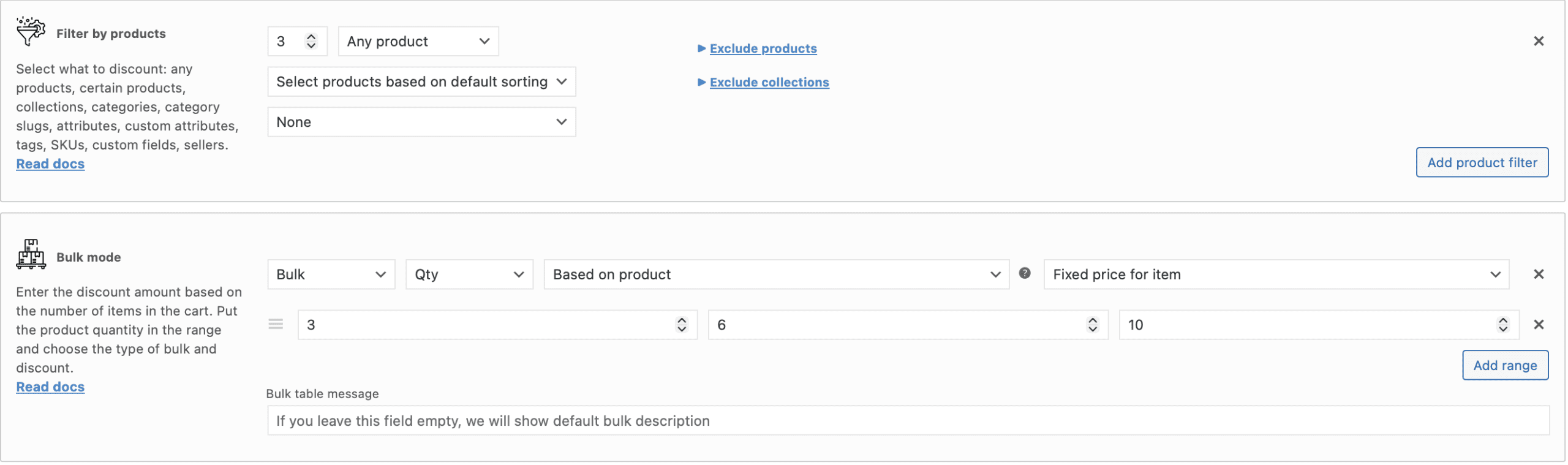 Qty based on product bulk rule