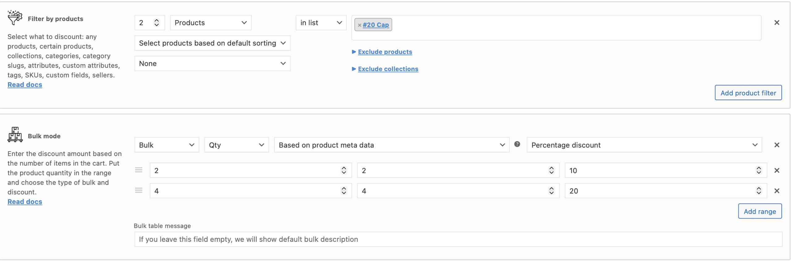 Qty based on meta data bulk rule