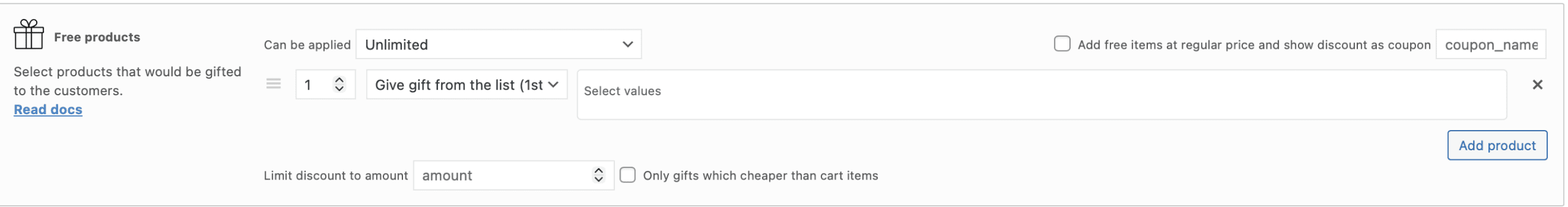 Free Product rule's section
