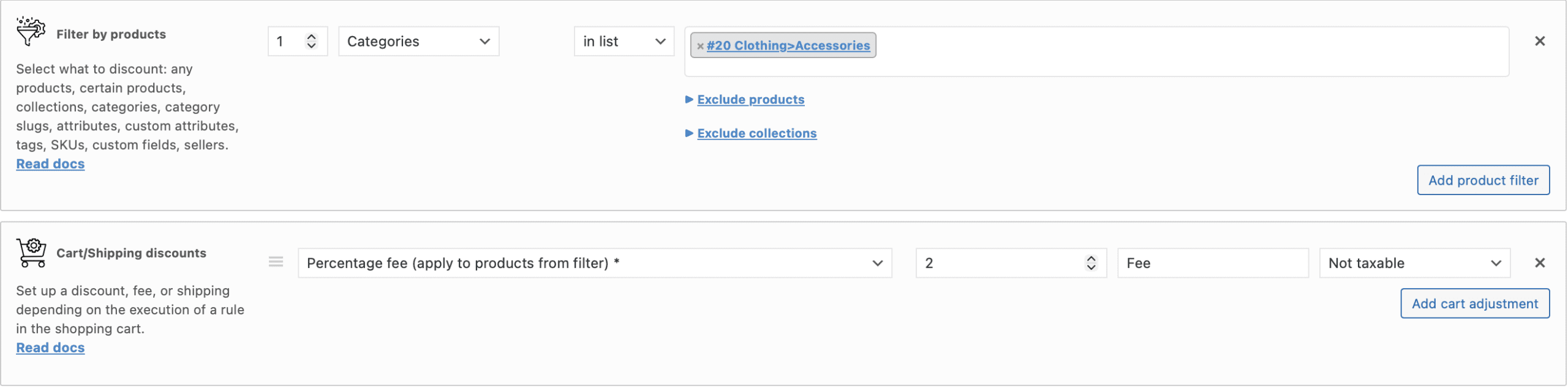 2% fee only for the accessories rule