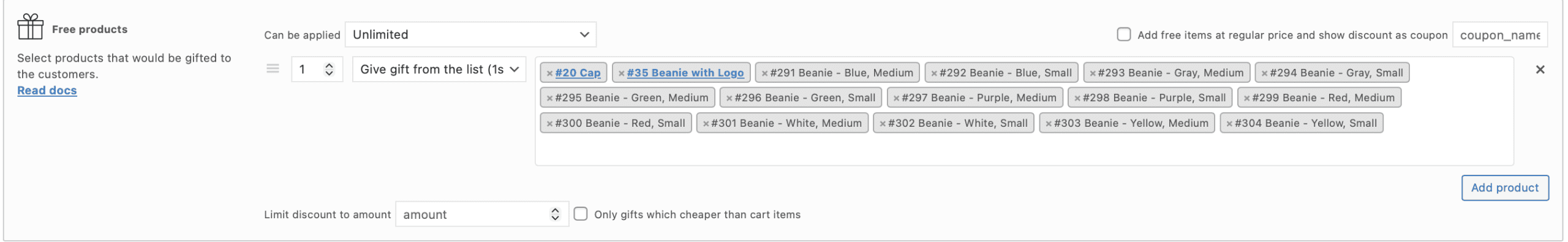 Give gift from the list 1st available