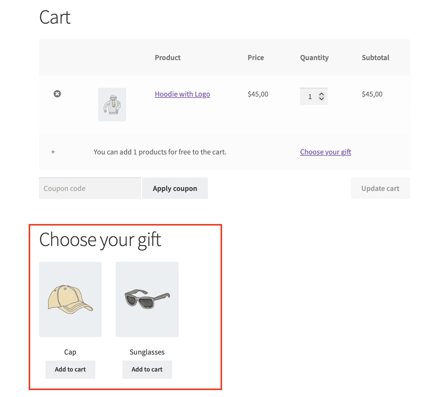 Choose your gift block.