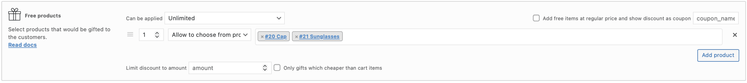 allow to choose from products mode