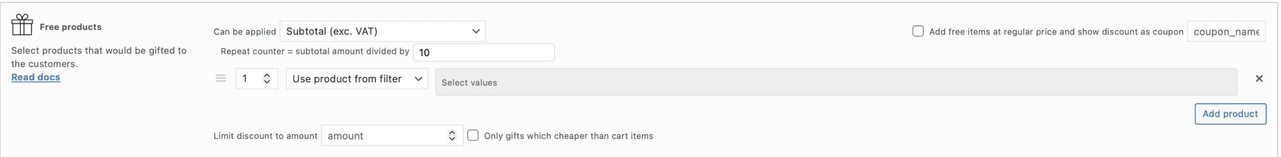 Can be applied subtotal repeater