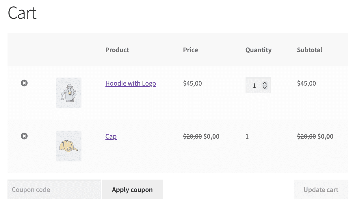 Cart for the first example