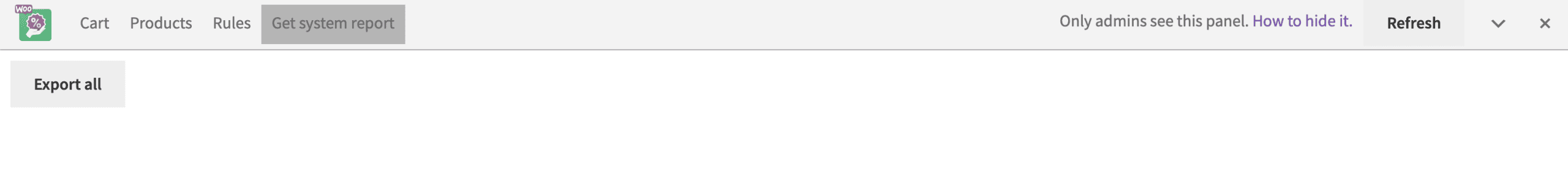 Debug bar system report