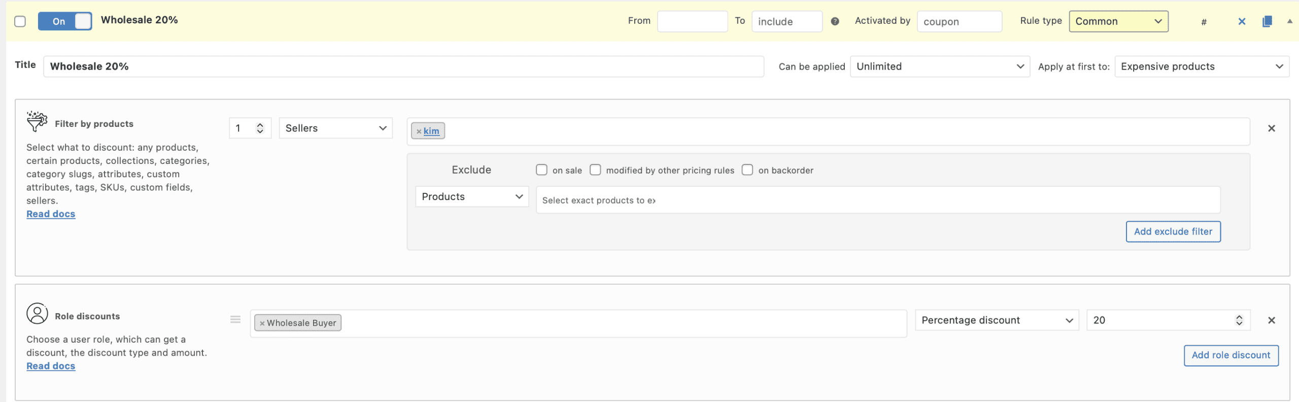 rule for the wholesalers