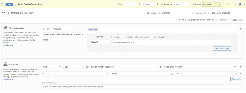 3+ fixed price per item