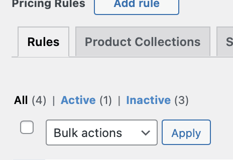 All, Active, Inactive rules tabs