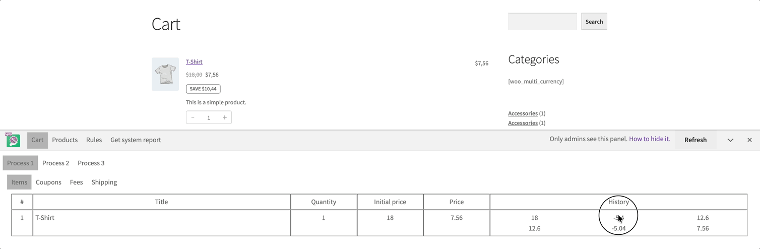 Debug bar for the case when all rules apply