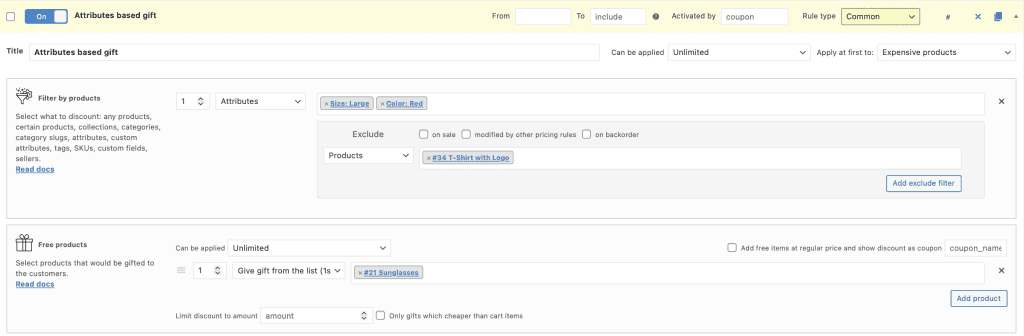 Attributes with exclude
