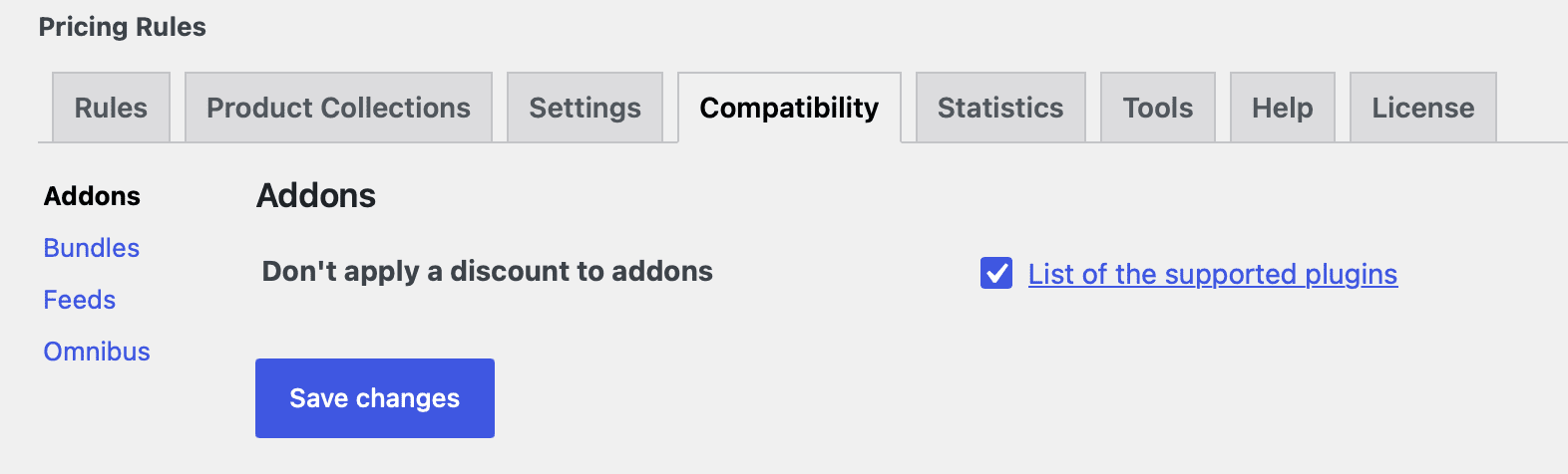 Compatibility settings tab