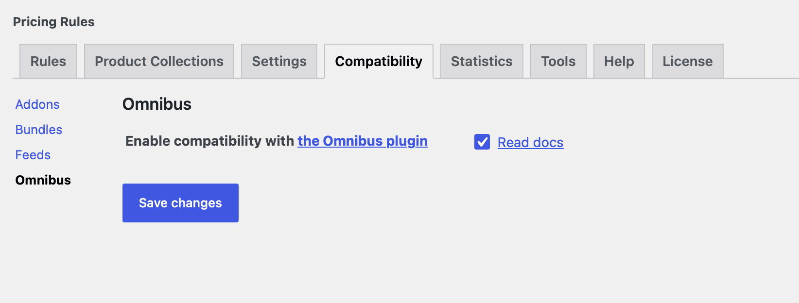 Omnibus tab of the Compatibility settings