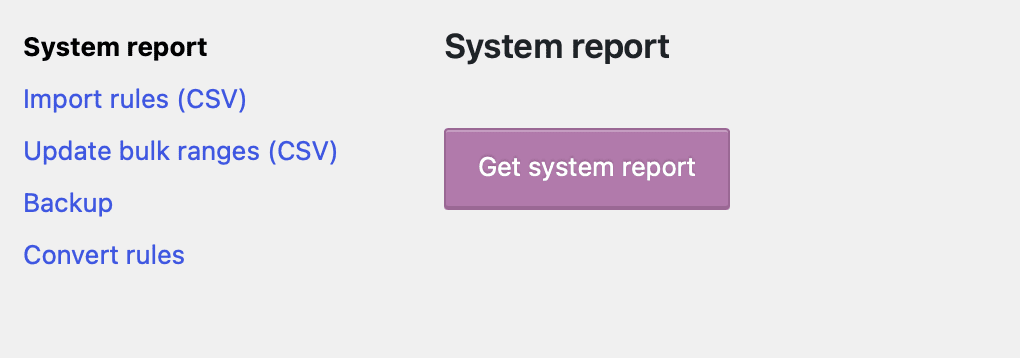 System report tab