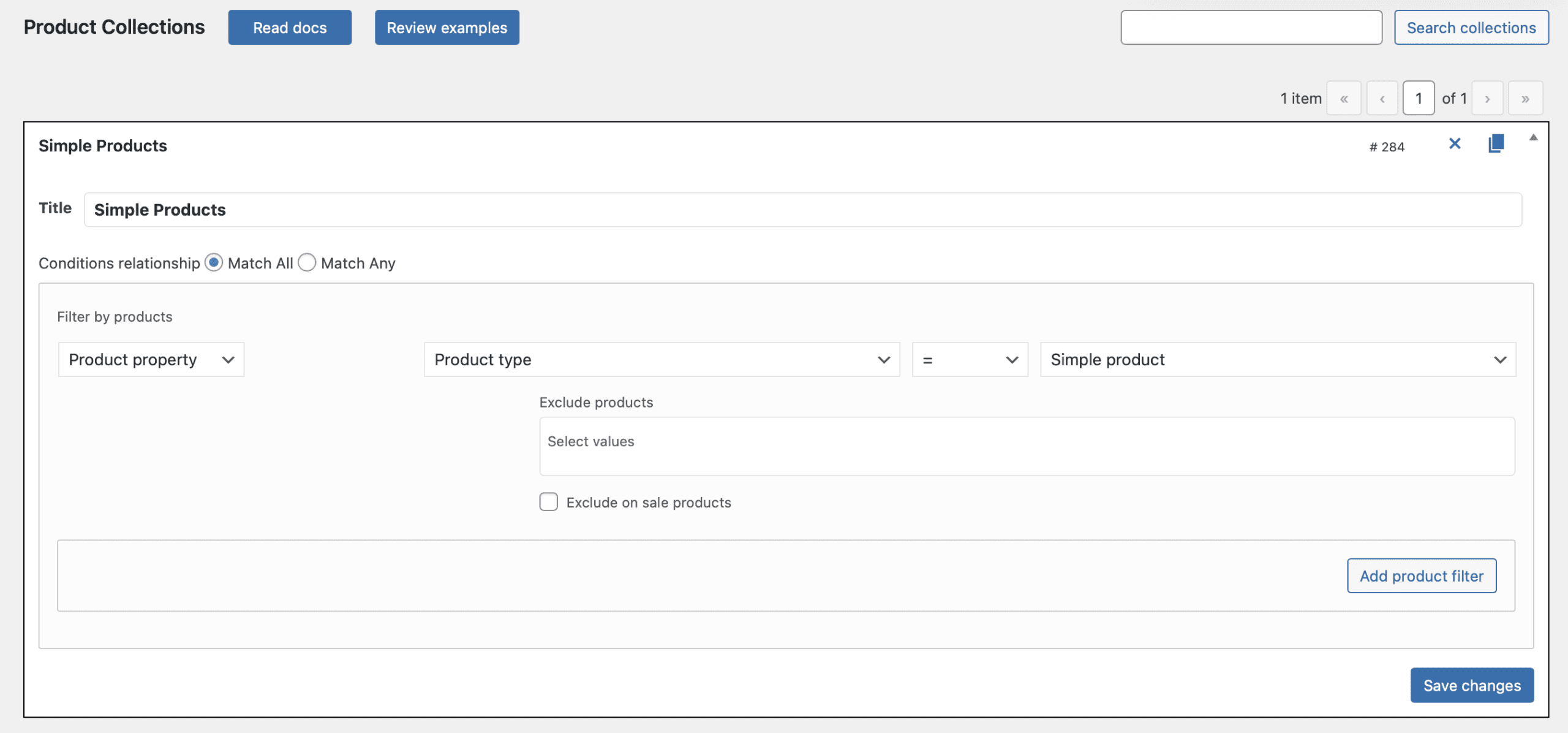 Product collection for Simple Products