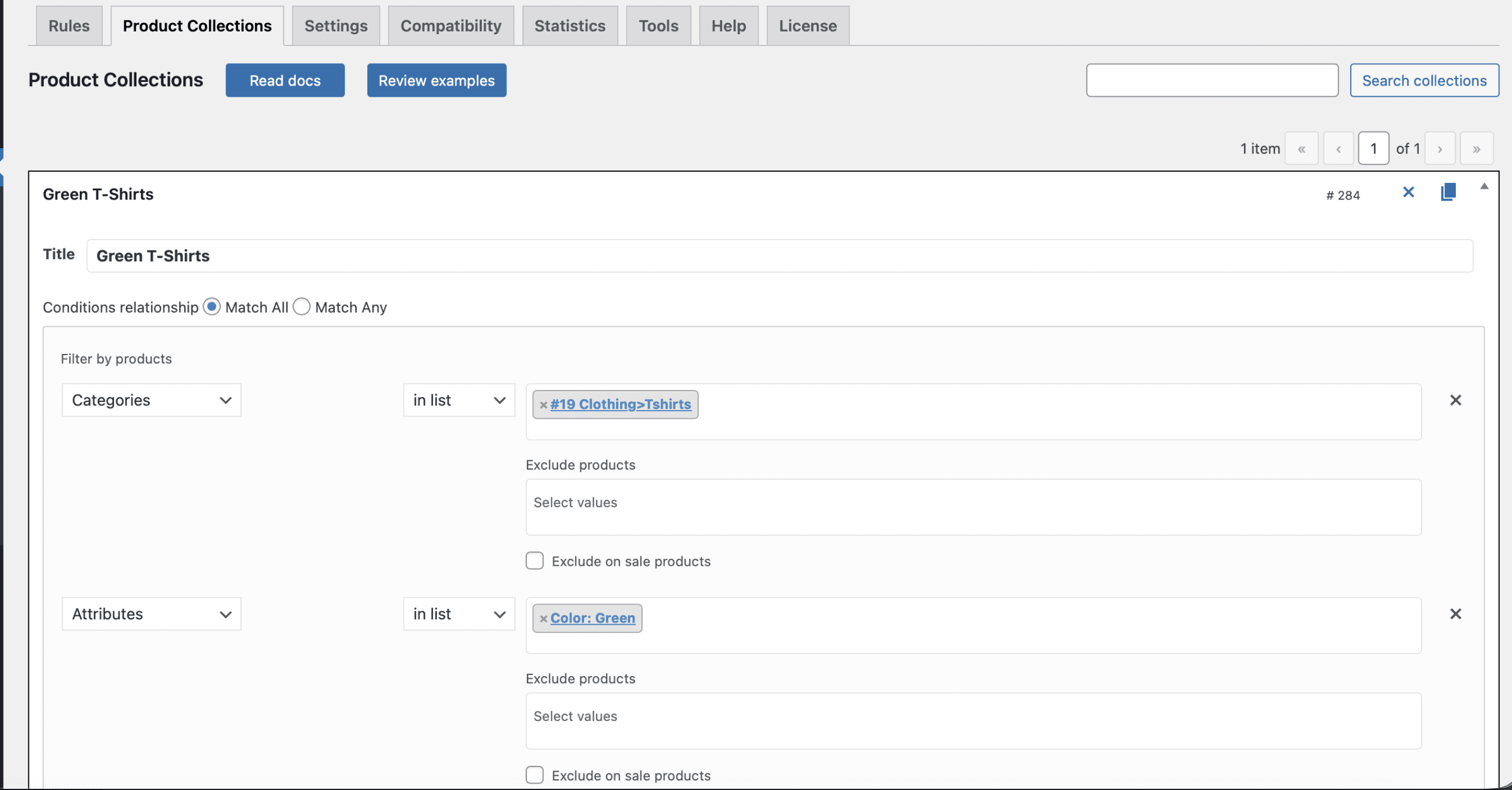 Green T-shirts product collection